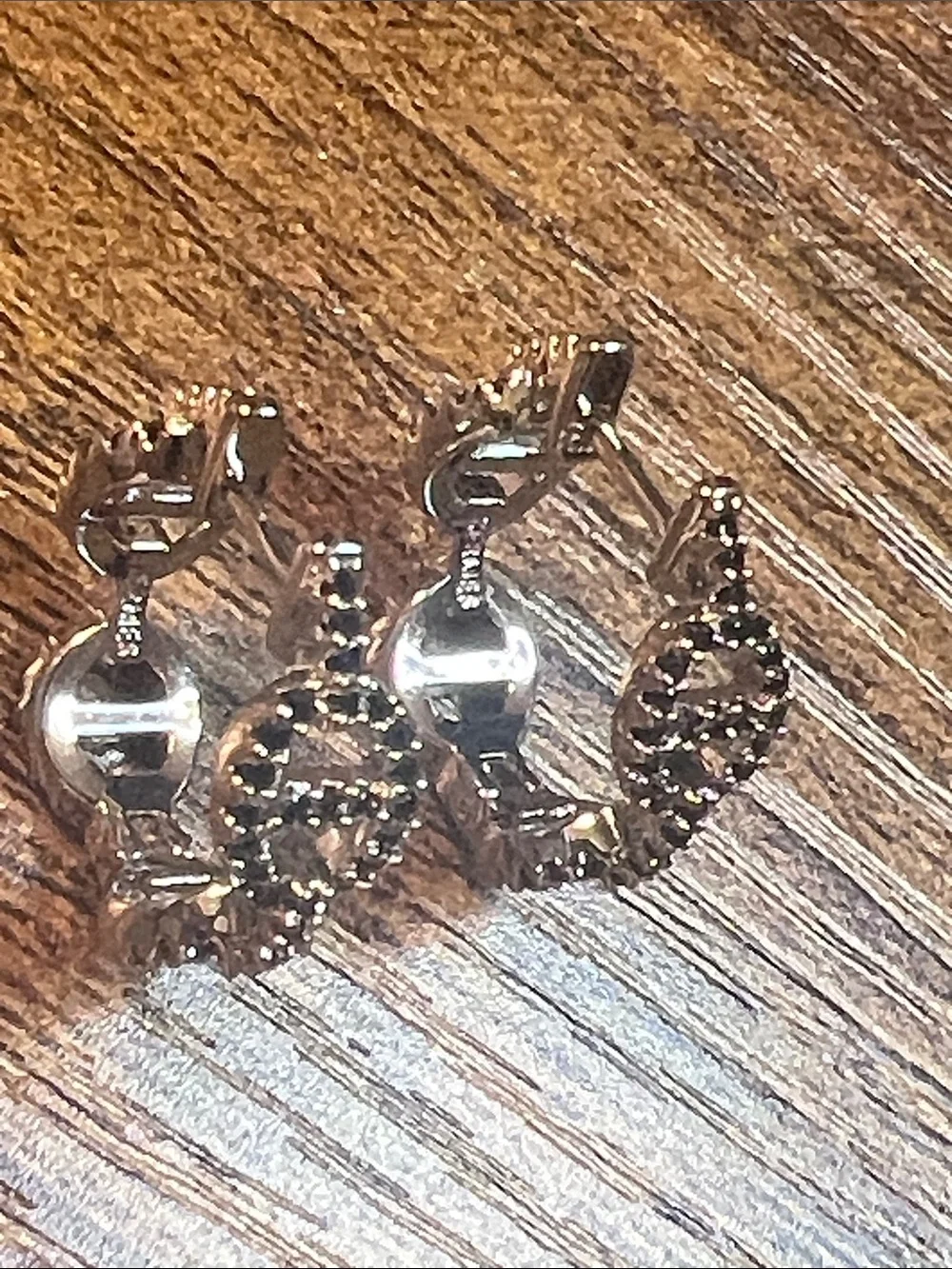 Silver Black Pave’ Hoop Huggie Earrings - Elegant Women Jewelry
